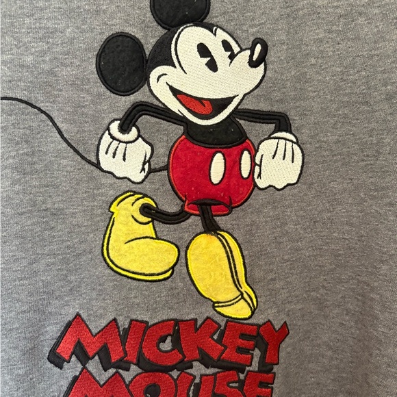 Disney Mickey Mouse Crewneck Sweater Cotton Vintage Grey Embroidered XXL - Picture 2 of 4